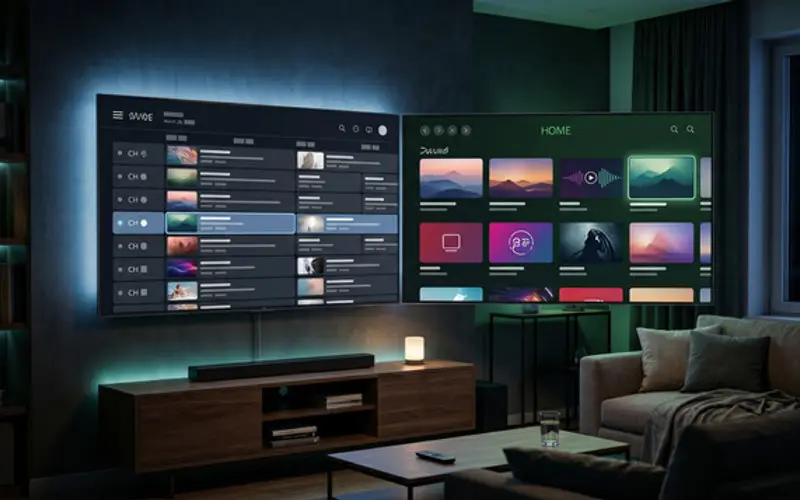 Streaming devices including a TV stick, smartphone, tablet, and smart TV