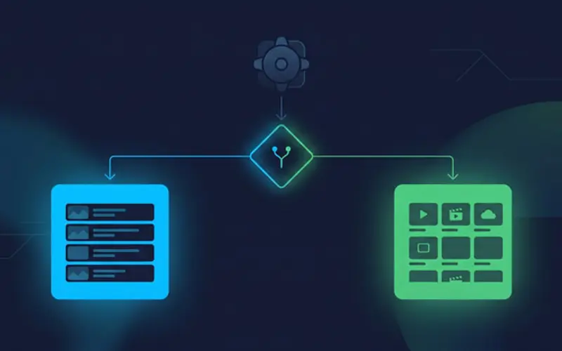 Decision flowchart for choosing between two IPTV player apps based on device